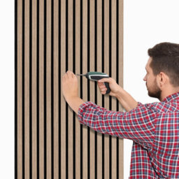 MonsterShop Acoustic Slat Wall Panels - Light Walnut - thumbnail 7