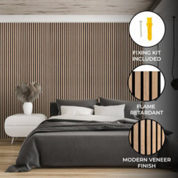 MonsterShop Acoustic Slat Wall Panels - Light Walnut - thumbnail 2