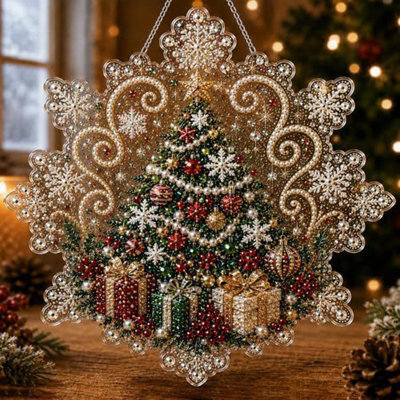 Amorly Diy Christmas Diamond Hanging Ornament, Acrylic Rhinestone Snowflake Wall Decor, Snowman Reindeer Xmas Window Hanging Decoration - image 1