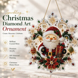 Amorly Diy Christmas Diamond Hanging Ornament, Acrylic Rhinestone Snowflake Wall Decor, Snowman Reindeer Xmas Window Hanging Decoration - thumbnail 3