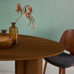 Sweeek - 8-Seater Oval Dining Table Rubberwood And Oak Veneer Leonore Walnut Coloured 220X110X73 Cm - thumbnail 6