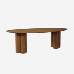 Sweeek - 8-Seater Oval Dining Table Rubberwood And Oak Veneer Leonore Walnut Coloured 220X110X73 Cm
