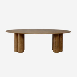 Sweeek - 8-Seater Oval Dining Table Rubberwood And Oak Veneer Leonore Walnut Coloured 220X110X73 Cm - thumbnail 2