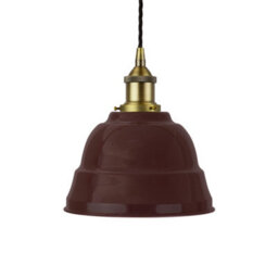 Burgundy Red Lincoln Painted Dome Pendant Light With Matt Antique Brass Lamp Holder And Black Twisted Cable - Se Home