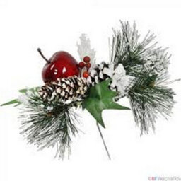 Premier Frosted Pine Cone & Apple Pick Christmas Decoration Green/red/brown (One Size) - thumbnail 2