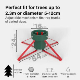 Vivo Red/green Real Christmas Tree Stand Base Holder Trees Up To 2.3M Tall 12Cm Trunk 2L Water - thumbnail 2