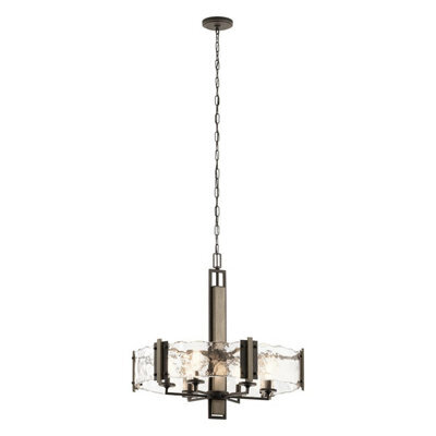 Luminosa Lighting Elstead Aberdeen 6 Light Chandelier Distressed Grey Wood Effect & Old Bronze - image 1