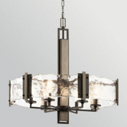 Luminosa Lighting Elstead Aberdeen 6 Light Chandelier Distressed Grey Wood Effect & Old Bronze - thumbnail 6