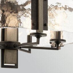 Luminosa Lighting Elstead Aberdeen 6 Light Chandelier Distressed Grey Wood Effect & Old Bronze - thumbnail 7