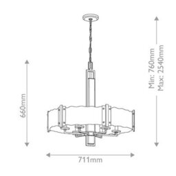 Luminosa Lighting Elstead Aberdeen 6 Light Chandelier Distressed Grey Wood Effect & Old Bronze - thumbnail 3