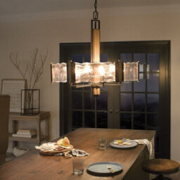 Luminosa Lighting Elstead Aberdeen 6 Light Chandelier Distressed Grey Wood Effect & Old Bronze - thumbnail 4