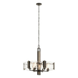 Luminosa Lighting Elstead Aberdeen 6 Light Chandelier Distressed Grey Wood Effect & Old Bronze - thumbnail 1