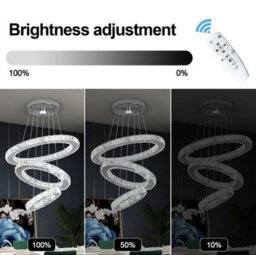 Silver Chandelier Led Pendant Light Dimmable Remote (40+30+20Cm) - thumbnail 4