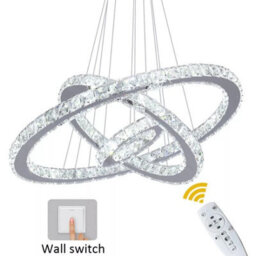 Silver Chandelier Led Pendant Light Dimmable Remote (40+30+20Cm)