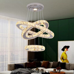 Silver Chandelier Led Pendant Light Dimmable Remote (40+30+20Cm) - thumbnail 5