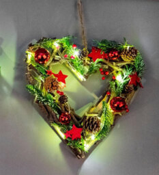 Shatchi 35Cm B/o Led Twig Hanging Heart Red - thumbnail 2
