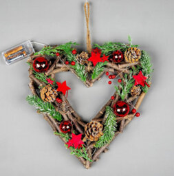 Shatchi 35Cm B/o Led Twig Hanging Heart Red - thumbnail 3