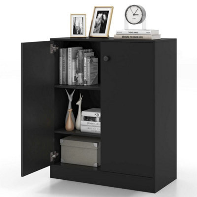 2 Door Storage Cabinet Modern Accent Cabinet With 3 Shelves Black - image 1