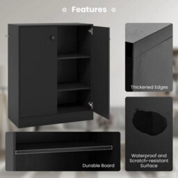 2 Door Storage Cabinet Modern Accent Cabinet With 3 Shelves Black - thumbnail 3