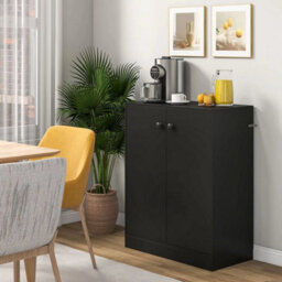 2 Door Storage Cabinet Modern Accent Cabinet With 3 Shelves Black - thumbnail 6