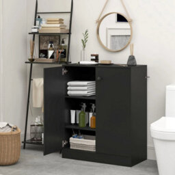 2 Door Storage Cabinet Modern Accent Cabinet With 3 Shelves Black - thumbnail 4