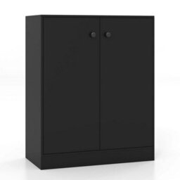 2 Door Storage Cabinet Modern Accent Cabinet With 3 Shelves Black - thumbnail 5