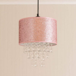 Valuelights Bonita Pair Of Pink Glitter And Jewel Droplet Ceiling Lamp Shades And Bulbs - thumbnail 2