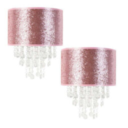 Valuelights Bonita Pair Of Pink Glitter And Jewel Droplet Ceiling Lamp Shades And Bulbs - thumbnail 6