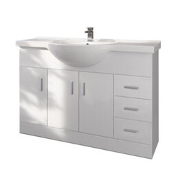 Sundaze 1200mm Gloss White Vanity Basin Unit Bathroom Sink Storage Furniture - thumbnail 3
