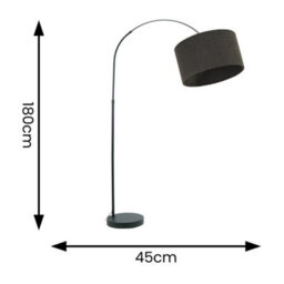 Valuelights Louis Black Arched Curved Floor Lamp With Charcoal Boucle Drum Lamp Shade And Led Bulb - thumbnail 4