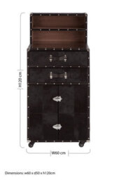 Orsina Exquisite Design Drinks Cabinet, Genuine Leather Drinks Storage Cabinet, Robust Iron Base Wooden Cabinet - thumbnail 4