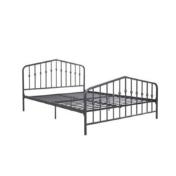 Industrial Style Double Bed In Grey Metal Home Badroon - thumbnail 3