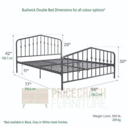 Industrial Style Double Bed In Grey Metal Home Badroon - thumbnail 2