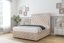 "Sloomy Sofia Chrome Sand Naples Divan Bed Set 2 Drawers Left Side - 26"" Strutted  & 12""  Footboard 2'6 Small Single" - thumbnail 2