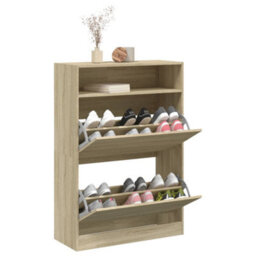 Berkfield Shoe Cabinet With 2 Flip-Drawers Sonoma Oak 80X34X116 Cm - thumbnail 4
