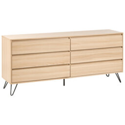 Beliani 6 Drawer Chest Cardigan Light Brown - thumbnail 1