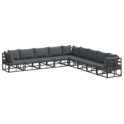 Berkfield Modern Garden Sofa Set With Cushion 9 Pcs Black Aluminium - image 1