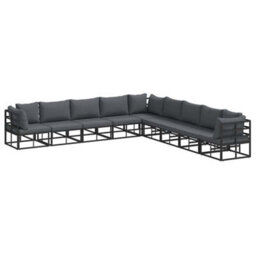 Berkfield Modern Garden Sofa Set With Cushion 9 Pcs Black Aluminium