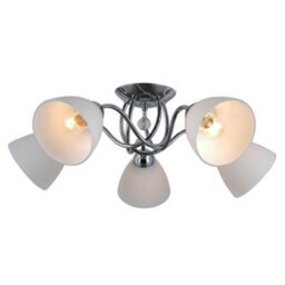Luminosa Lighting Luminosa Stylized Flush Ceiling Light Chrome, White 5 Light With White Shade, E27 - thumbnail 2