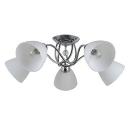 Luminosa Lighting Luminosa Stylized Flush Ceiling Light Chrome, White 5 Light With White Shade, E27 - thumbnail 1