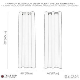 Happy Homewares Orange Lined Blackout Eyelet Curtains - 46 X 63 Inch Drop - 2 Panel - thumbnail 7