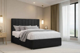 "Nexus Kyoto Plush Divan, Black, 54"" Headboard, No Drawers, Open Coil Mattress, King" - thumbnail 1