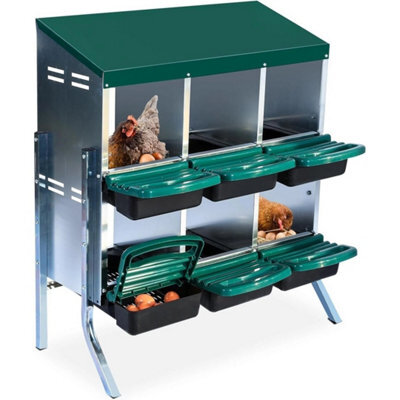 2-Tier Metal Chicken Nest Box 6 Compartment Egg Laying Collector - image 1