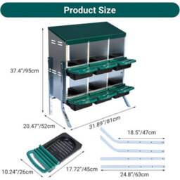 2-Tier Metal Chicken Nest Box 6 Compartment Egg Laying Collector - thumbnail 2