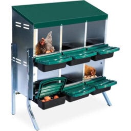 2-Tier Metal Chicken Nest Box 6 Compartment Egg Laying Collector - thumbnail 1
