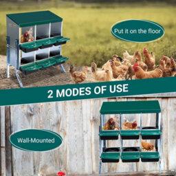 2-Tier Metal Chicken Nest Box 6 Compartment Egg Laying Collector - thumbnail 4