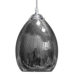 Long Life Lamps Company Retro Chrome Ceiling Pendant Light Fixture Grey Cracked Glass Oval Lamp Shade H3058 - thumbnail 3