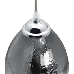 Long Life Lamps Company Retro Chrome Ceiling Pendant Light Fixture Grey Cracked Glass Oval Lamp Shade H3058 - thumbnail 5