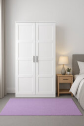 Home Treats 2 Door Wardrobe White Wooden Closet With 2 Shelves & Hanging Rail Oslo Range - thumbnail 5