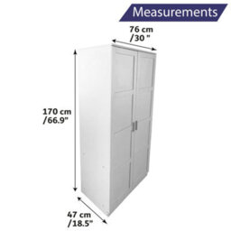 Home Treats 2 Door Wardrobe White Wooden Closet With 2 Shelves & Hanging Rail Oslo Range - thumbnail 3